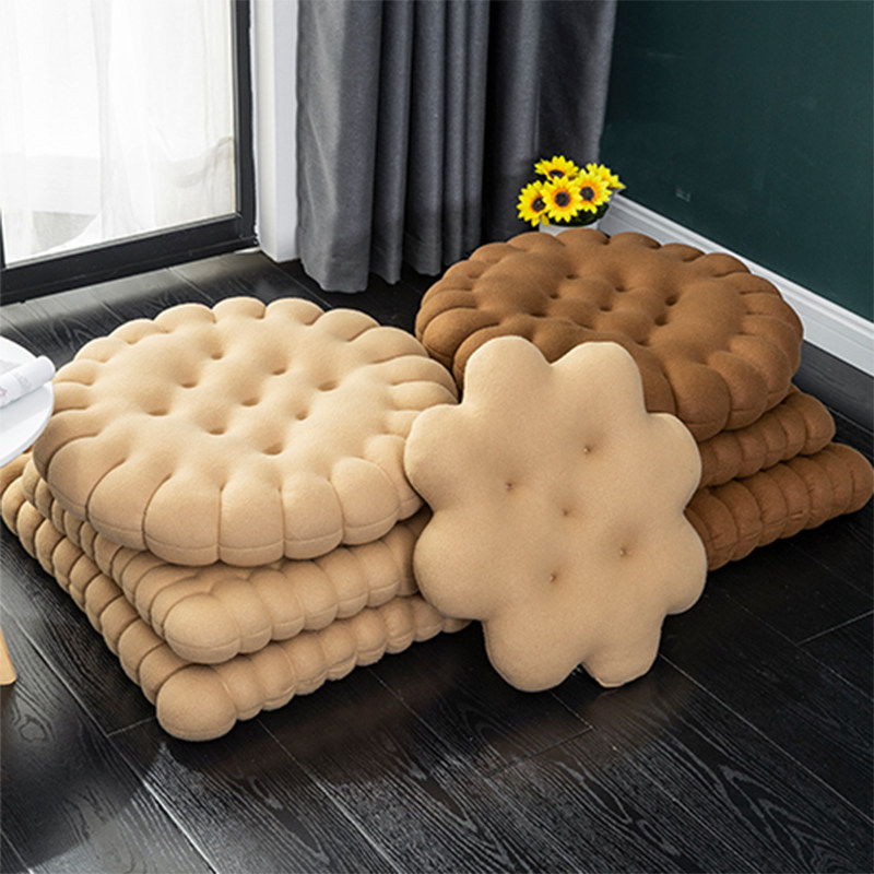 Thickened plush biscuit cushion office for long sitting cushions Cushions Rectangular Chair Cushions LOVELY TATAMI MAT