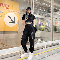 Casual sports suit womens 2021 summer new overalls high waist top BAO WEN suspenders Western air quick-drying pants