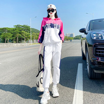 Casual suit new fashion 2021 temperament female net red spring and autumn foreign style sportswear all-match college tide two-piece suit