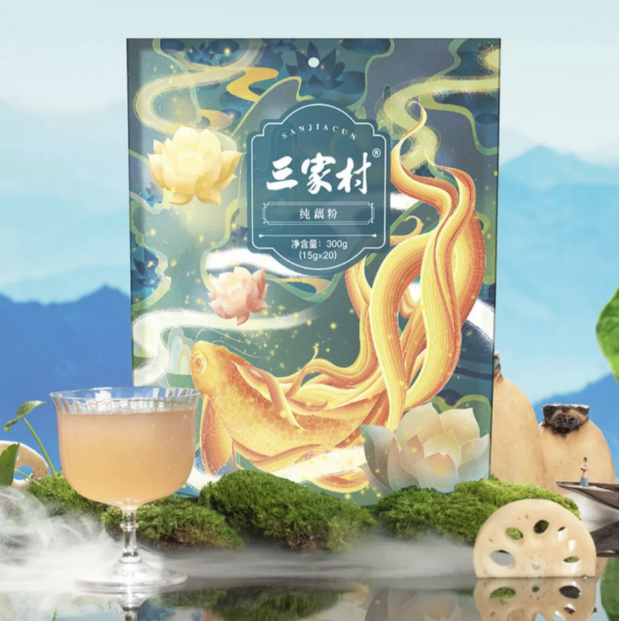 三家村无糖纯莲藕粉西湖藕粉正品官方旗舰店孕产妇养胃营养早餐