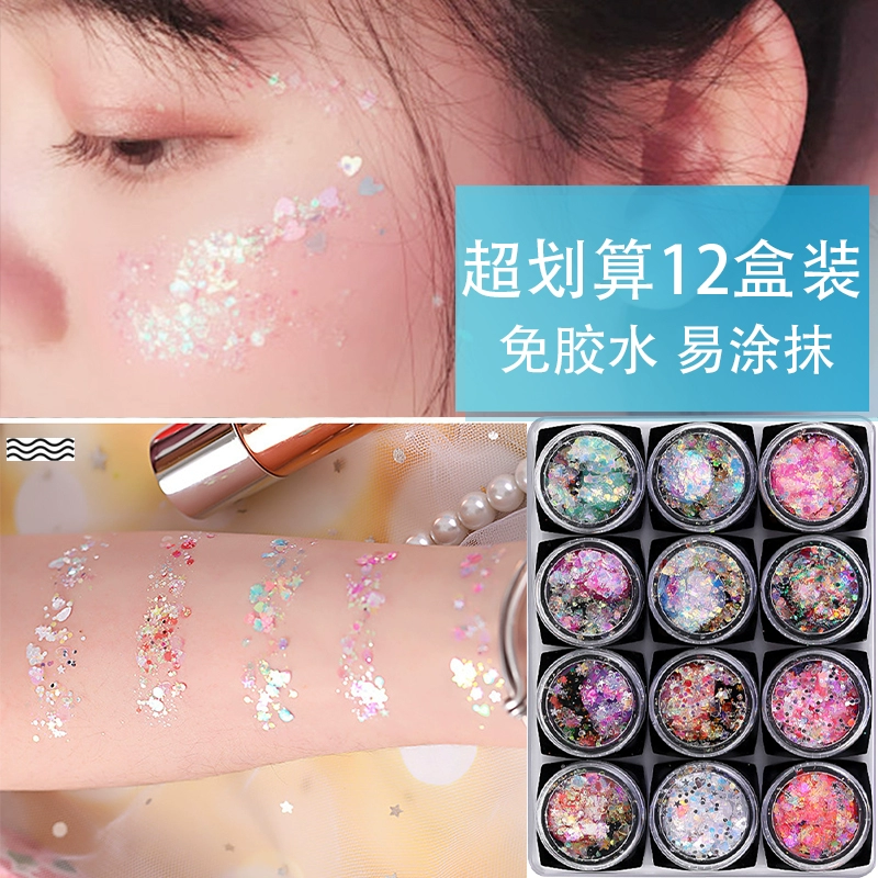 Phấn mắt long lanh trang điểm mắt sequin lớn gel gel phấn mắt lấp lánh sao phấn mắt trang điểm giai đoạn ngọc trai - Bóng mắt