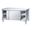 304 Stainless Steel Kitchen Workbench with Sliding Door, Chopping Board, Storage Cabinet, Vegetable Cutting Table for Commercial Use in Restaurants