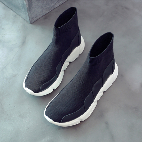Chinese style thick bottom casual shoes casual cloud shoes high cylinder socks shoes men heightening Martin boots retro tide