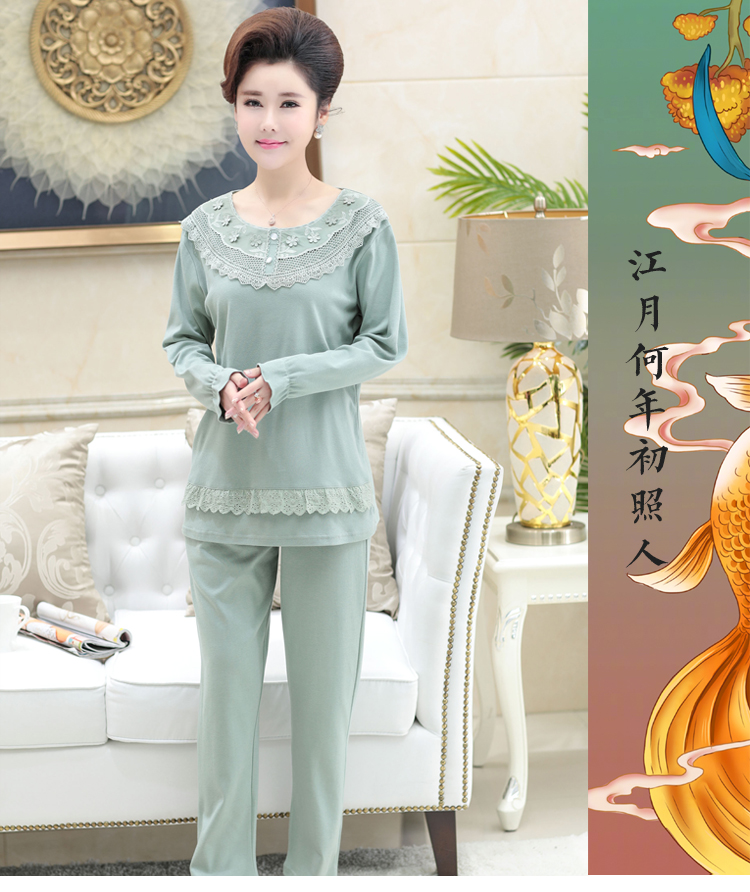 Bộ đồ ngủ cotton dài tay dành cho nữ trung niên shop đồ ngủ đẹp
