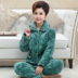 Bộ đồ ngủ mùa đông nhung nữ bằng vải bông ấm áp ba lớp dày mẹ chồng phù hợp với người trung niên bộ gió nữ đẹp Bộ Pajama
