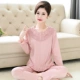 Bộ đồ ngủ nữ mùa thu trung niên cotton mẹ XL dài tay phục vụ nhà phù hợp với phụ nữ trung niên mẫu mùa xuân và mùa thu đồ pijama nữ