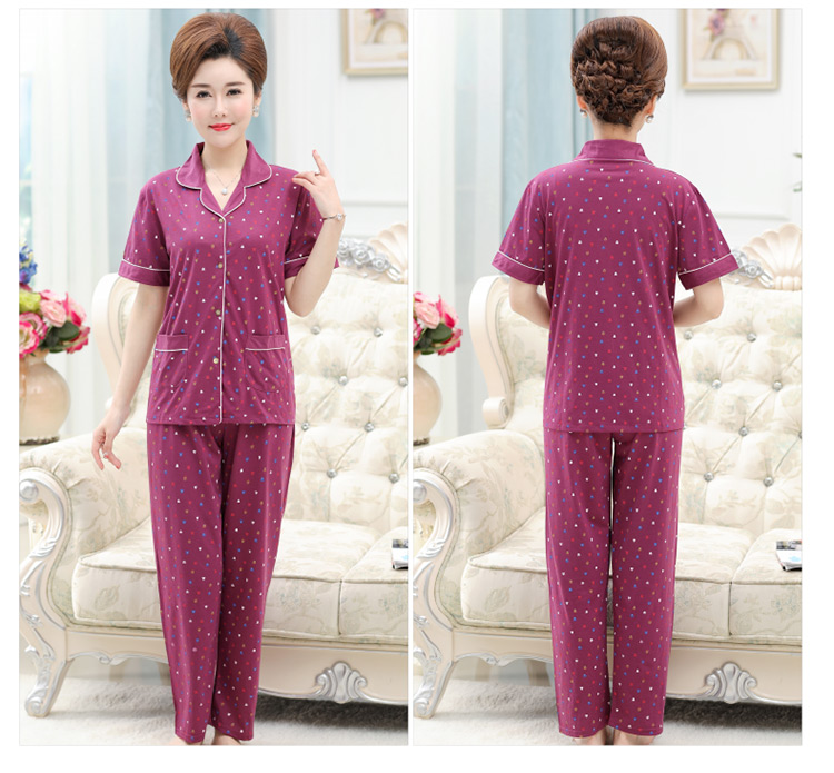 Mùa hè quý bà quần ngắn tay cotton đồ ngủ phần mỏng mui xe trung niên mẹ cộng với phân bón XL phù hợp với dịch vụ nhà bộ đồ mặc nhà