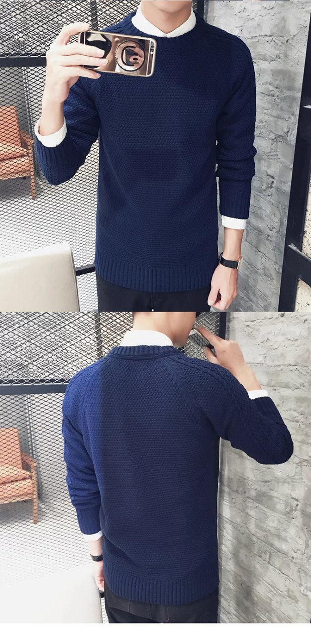 Áo len mùa đông mới phiên bản Hàn Quốc của tay áo tự canh nam ấm áp đẹp trai áo len mùa thu và mùa đông thanh niên áo len cashmere áo len nam trung tuổi