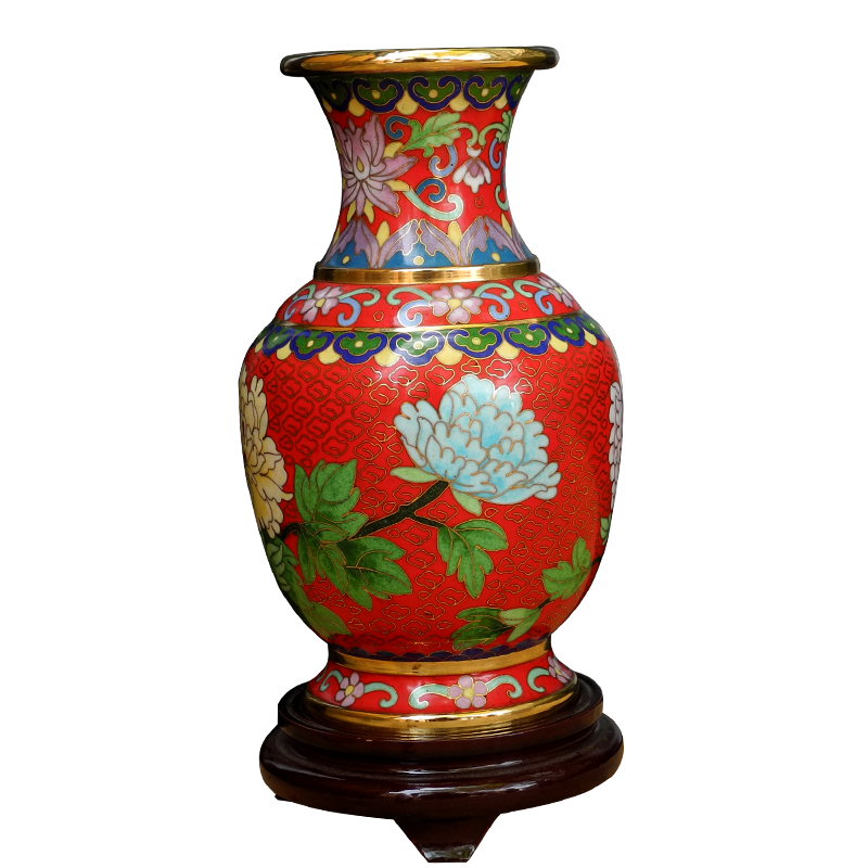 旧家珍蔵品・銅製・景泰藍・琺瑯彩・花紋・牛氣沖天擺件』極細工・置物