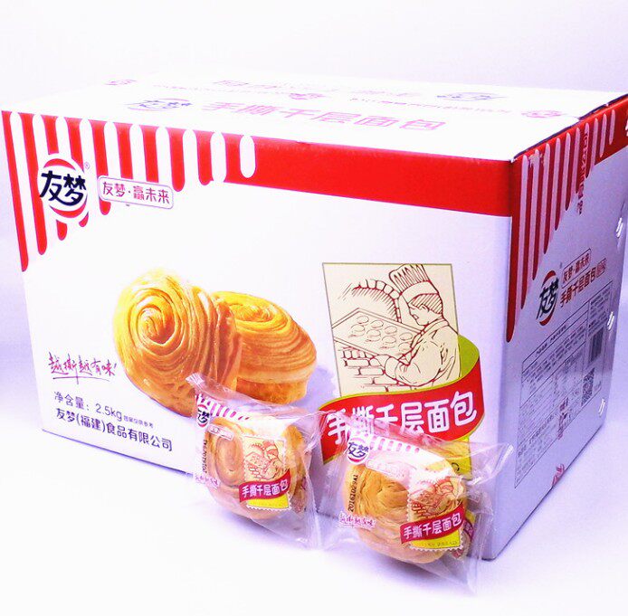 Fujian YouDream No cane sugar lactic lactic acid bacteria Hand ripping original flavor bread Qianwei Pack breakfast Leisure Xiaoeat Snack Whole Box