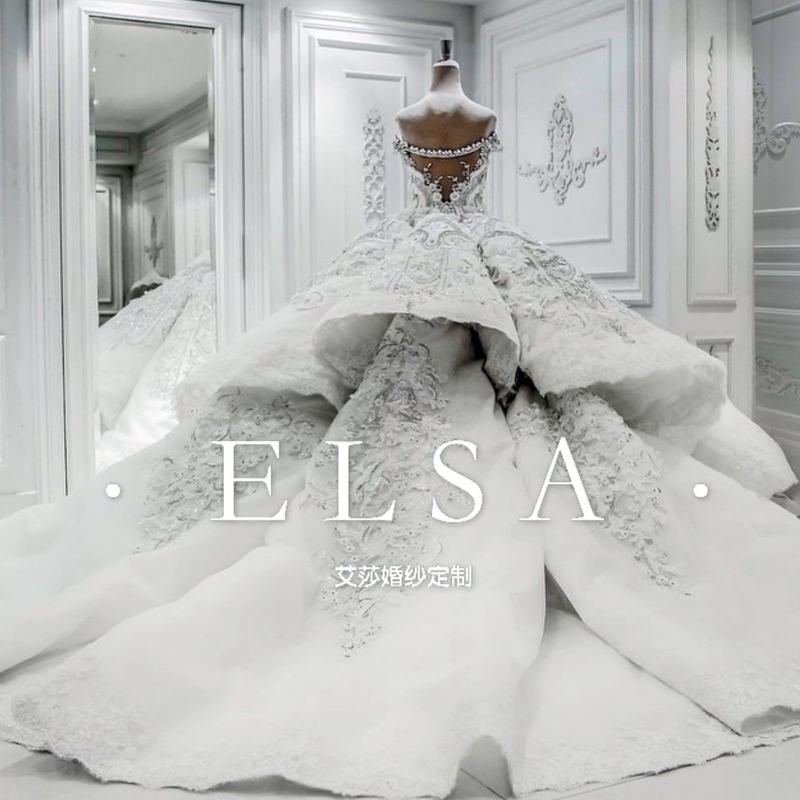 Dubai Luxury Heavy-Duty Palace-Style Puffy Wedding Dress, Bride's Rhinestone Off-Shoulder Long Train Wedding Dress, Main Dress Dubai Luxury Heavy-Duty Palace-Style Puffy Wedding Dress, Bride's Rhinestone Off-Shoulder Long Train Wedding Dress, Main Dress