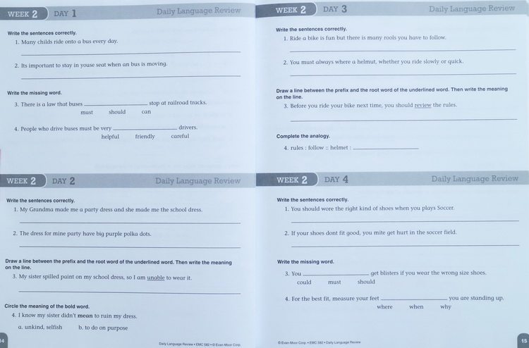 Evan-Moor全集美国加州非常著名的PDF教材  Daily Language Review Grade 1-8 儿童英语练习册练习题 1年级-8年级 12345678年级完整电子版
