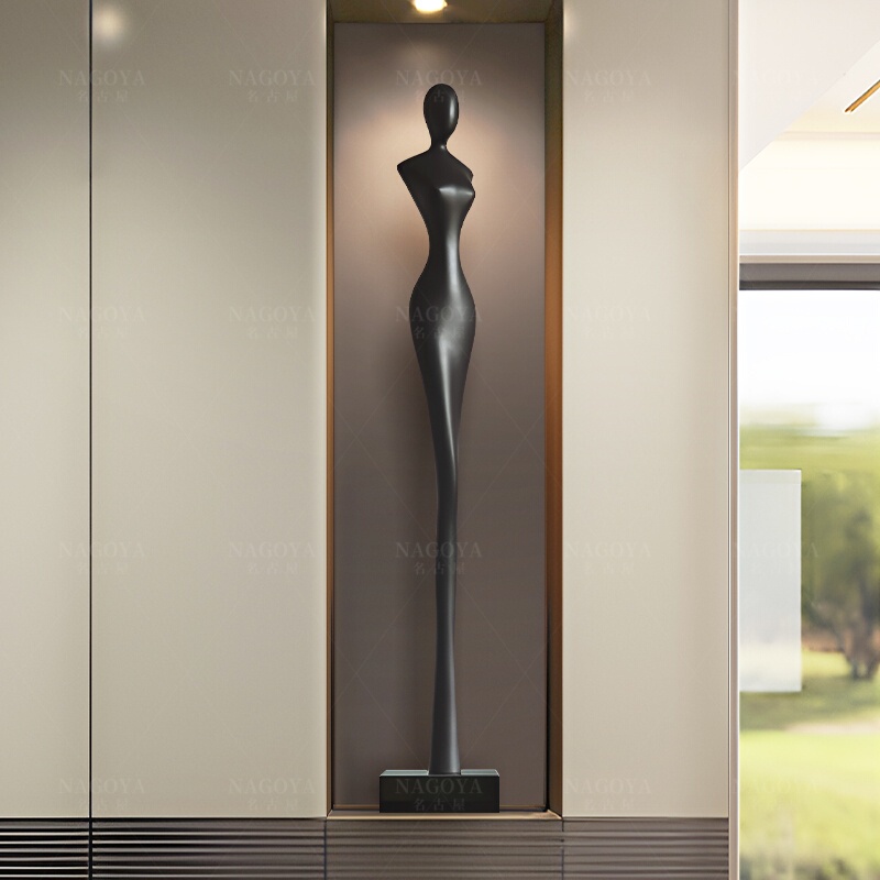 Modern Entrance Art Abstract Figure Long-Standing Ornament for Living Room Entrance, Light Luxury High-End Slim Floor Decoration