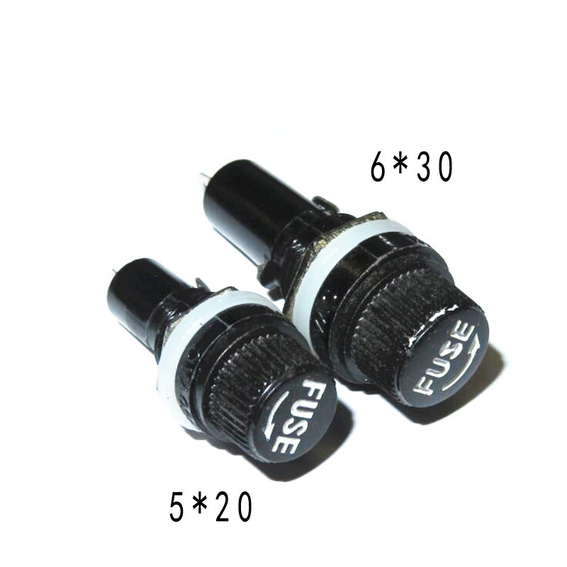 Black FUSE FUSE seat glass tube 5*20 6X30MM FUSE holder FUSE 2CM