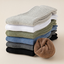 (Radish Cooperative) Autumn and winter mens womens solid color towel bottom thickened warm sports stockings