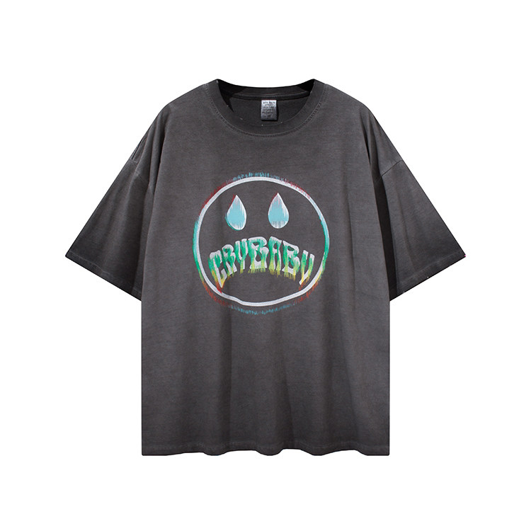 (Radish co-op)Zhen brother with the same rainbow smiley face T-shirt old short-sleeved tide brand men's T-shirt