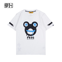 (Radish cooperative)cotton loose short-sleeved personality frog shape couple T-shirt