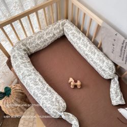 Baby Crib Bumper Soft Cover Anti-Collision Bean Velvet Anti-Roll Cylindrical Long Pillow Soothing Baby Crib In-Bed Candy Pillow