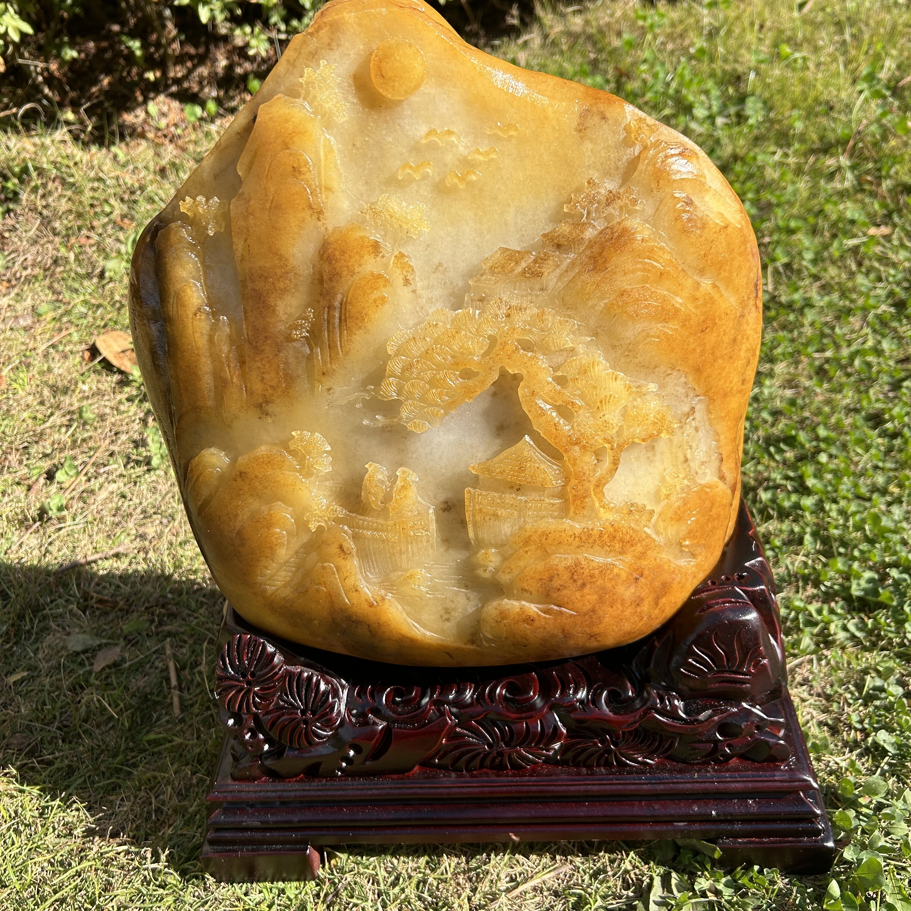 黄龙玉原石水草花摆件：天然宝石级收藏！鱼缸造景神器太绝了！-珠宝