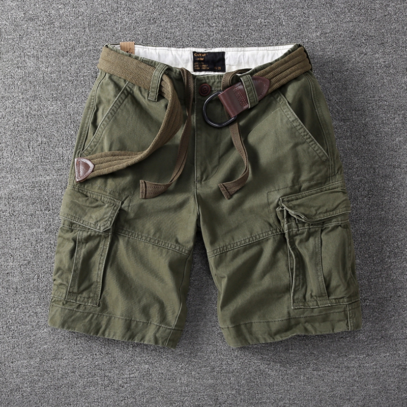 American Retro Youth Trendy Brand Amekaji Heavy-Duty Graphite Washed Multi-Pocket Camouflage Workwear Five-Point Shorts for Men