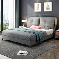 Cloth bed 18 meters modern simple light luxury double bed small apartment Italian wedding bed net red technology cloth master bed