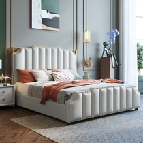 Bed light luxury modern double bed Nordic soft bag bedroom simple storage ins net red minimalist leather wedding bed