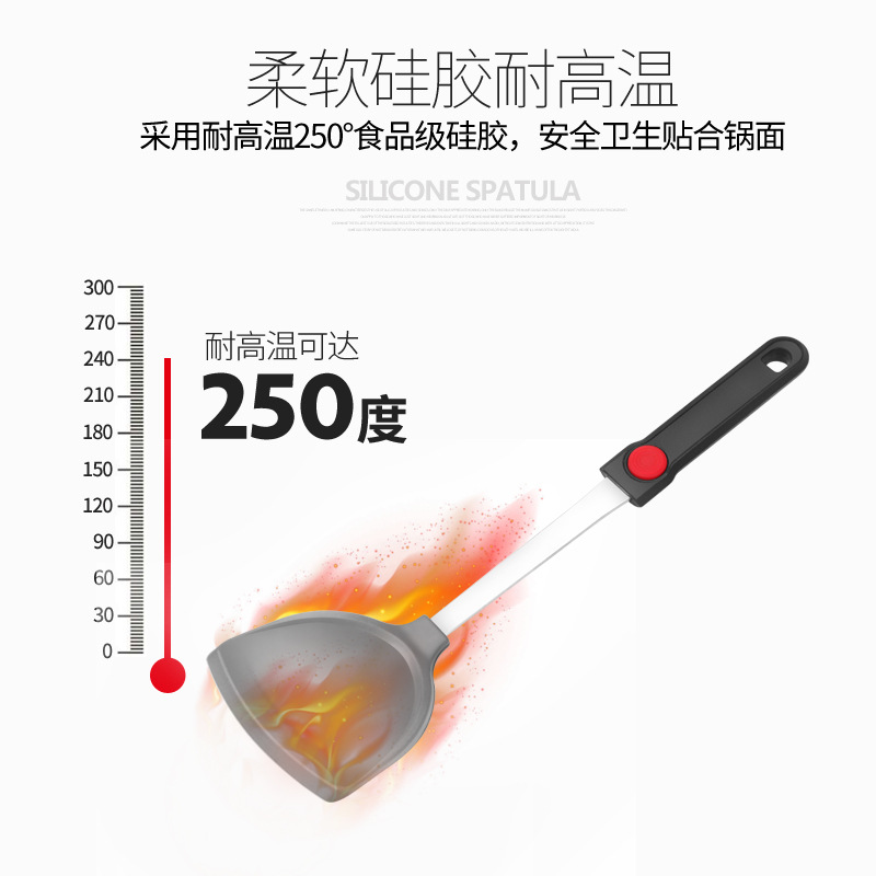Mới thép không gỉ nhiệt độ cao lửa đỏ điểm bảo vệ nồi xẻng sáng tạo nhà bếp cửa hàng không dính nồi quà silicone thìa - Phòng bếp kệ để dao