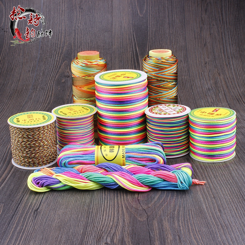China Knot Seven Colored Line Colored Thread Woven Five Colored Rope Jade Thread Handmade DIY Hand Rope Material Hand Refining Thread Red Rope