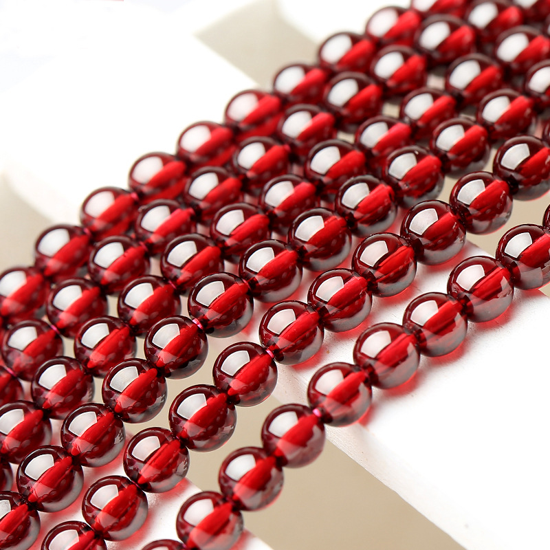 Red Garnet hand female hand string scattered beads pure natural transfer beads with red rope wine Red Red Wine crystal beads