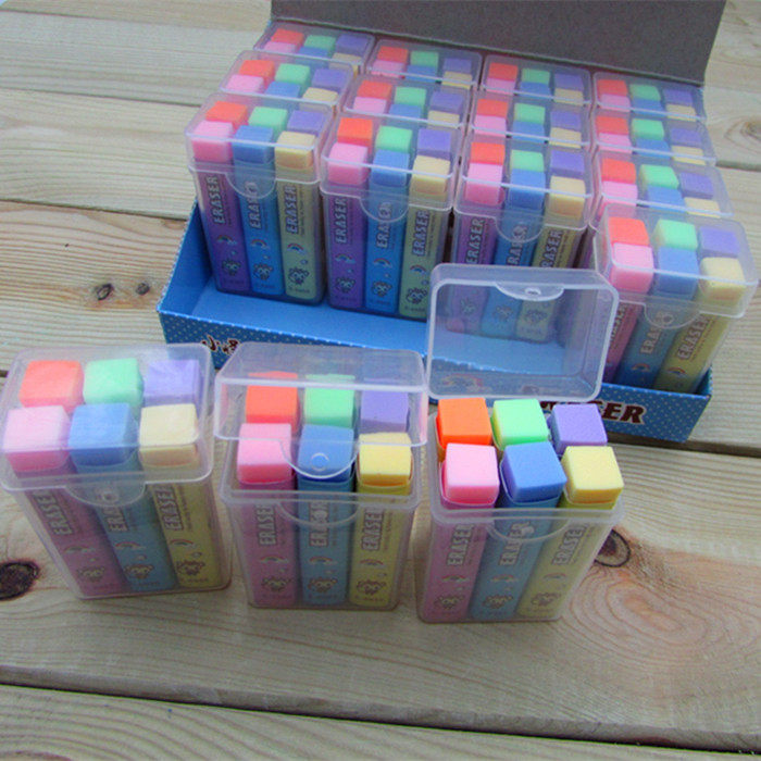 Xiao wei 6956 box rubber eraser 6955 Han edition children rubber box rubber rubber box 6 strips
