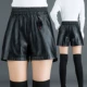 Quần short thun eo nữ 2018 thu đông mới Chất liệu da PU mỏng vừa phải, thun thun cao cổ rộng size ngoài mặc quần boot