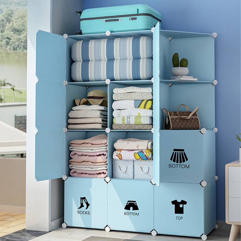 Simple wardrobe rental room with modern minimalist home bedroom plastic assembly without door clothe cabinet large storage cabinet