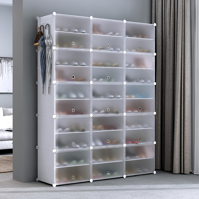 Shoe Rack Domestic Doorway Floor Outdoor Narrow Small Shelve Multilayer Dust-Proof Domestic Large Capacity Simple Solid Wood Shoe Cabinet