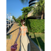 (Welfare Return) Man-shaped chessboard Grounds out to sea without sleeveless round collar dress Womens summer new ruffled skirt