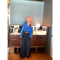 vcruan Asiago urban denim drill buckle Cranian blue shirt woman 2022 Summer new long sleeve blouse