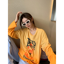 Ashigo vcruan swept the British rock superstar loose round neck T-shirt womens early autumn thin pullover clothes
