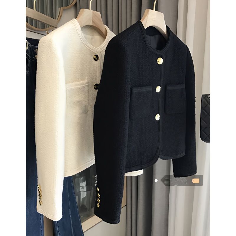 2024 Early Spring and Autumn Women's New Black Chanel-Style Blazer, Women's Short Woolen Coat, Popular Top 2024 Early Spring and Autumn Women's New Black Chanel-Style Blazer, Women's Short Woolen Coat, Popular Top