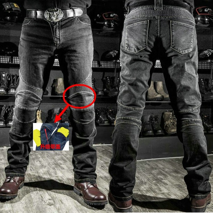 K-card locomotive racing casual straight jeans anti-fall waterproof motorcycle cycling warm elastic pants male