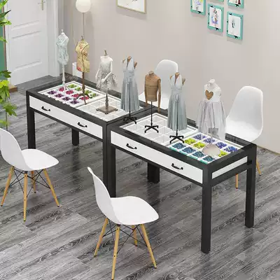 Clothing store design table glass surface display table drawer storage DIY handmade painting table Clothing display table