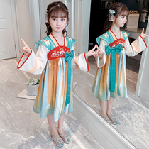 Girls Autumn Hanfu Skirt 2021 Long Sleeve Children National Skirt Fashion Fashionable Girl Spring and Autumn Hanfu Dress Skirt