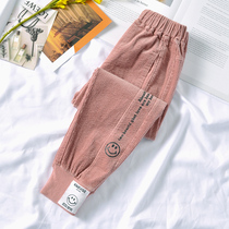 Girls Corduroy Pants 2021 New Autumn Korean Foreign Style Wear Tong Tong Tong Childrens Casual Pants