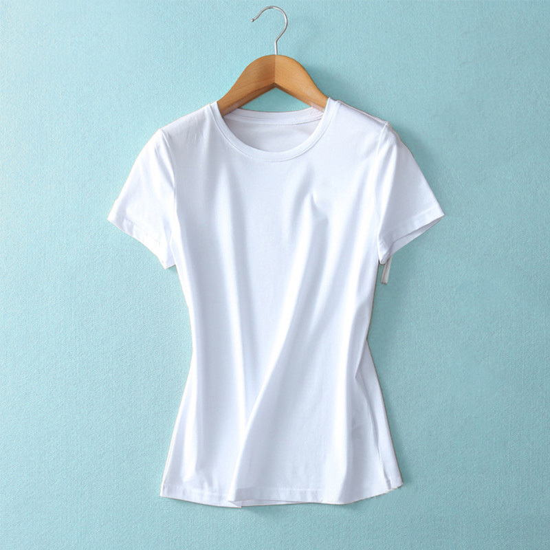 High-Quality Double-Sided Mercerized Cotton T-Shirt, Regular Shoulder Fit, Women's White Short-Sleeve Classic Texture White t Basic Top for Summer High-Quality Double-Sided Mercerized Cotton T-Shirt, Regular Shoulder Fit, Women's White Short-Sleeve Classic Texture White t Basic Top for Summer