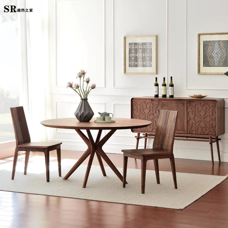 Nordic dining table post-modern solid wood round table large round table home 4 6 people all solid wood modern minimalist round dining table
