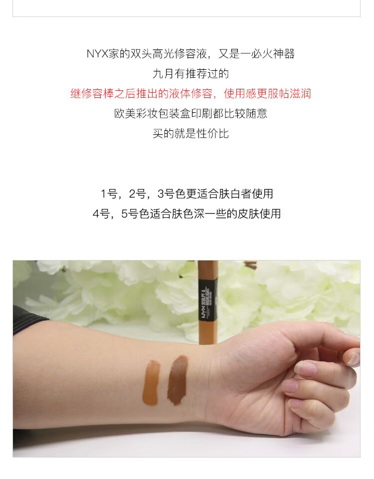 Mỹ nyx SCULPT CAO CẤP FACE DUO hai đầu chất lỏng bóng cao sửa chữa phấn highlight mac