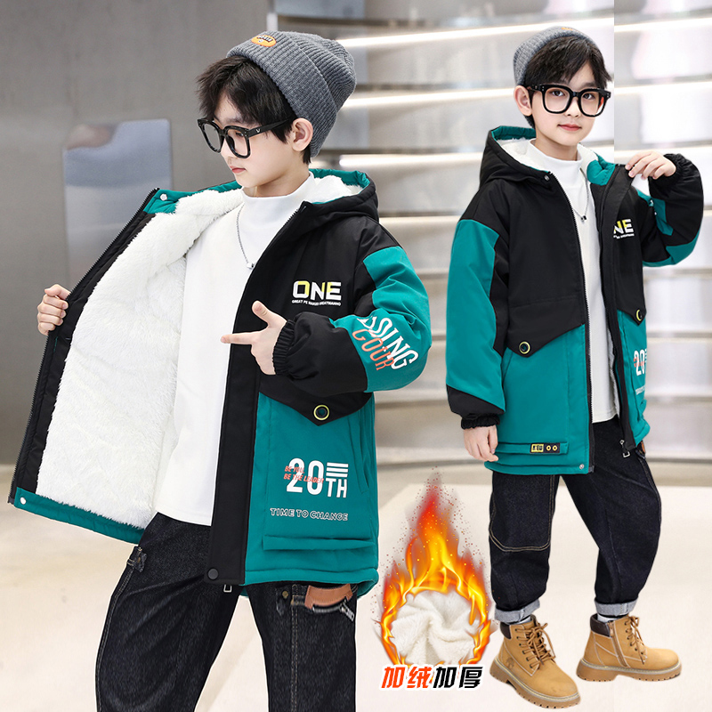 Boy Autumn Winter Clothing Plus Suede Jacket 2022 New Winter Ocean Gas Children Cotton Clothing Boy CUHK Cotton Clothing Thicken 