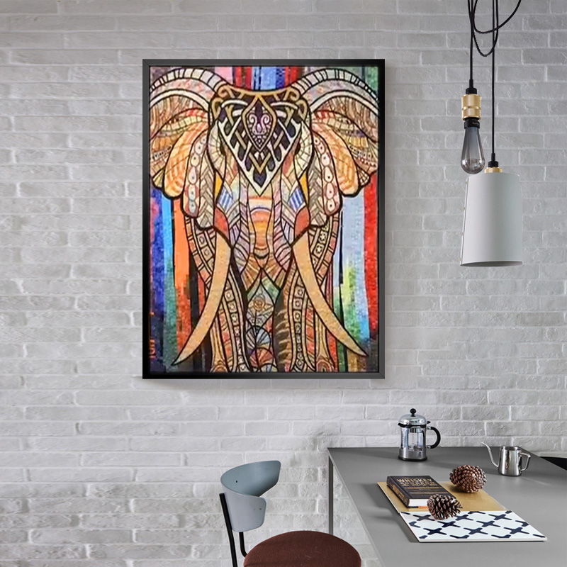 Auspicious Elephant Mosaic Backwall Puzzle Cuttings, Mosaic, Simple Modern Living Room Abstract Entrance Passage Background