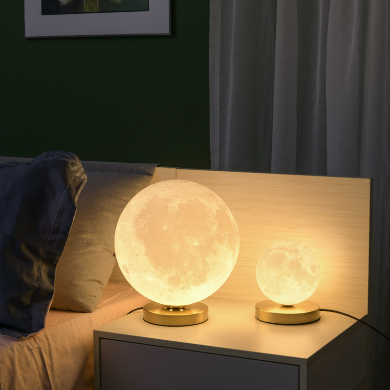Moon table lamp creative net red bedroom bedside lamp touch switch Nordic 3D planet net red decorative night light