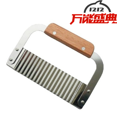 Wood Handle Wave Knife Creative Corrugated Knife Fries Knife Shovel Cutting Noodle Fine Grain Wolf Tooth Potatoes Knife Cut Potato Knife