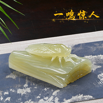Jade blockbuster golden cicada ornaments jade cicada handle pieces home living room wine cabinet decoration hand-carved