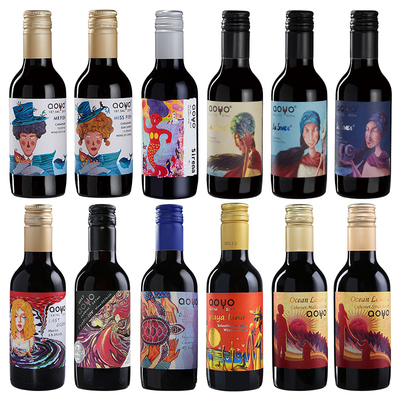 傲鱼aoyo智利进口红酒赤霞珠干红葡萄酒187ml*12支礼盒装整箱送礼